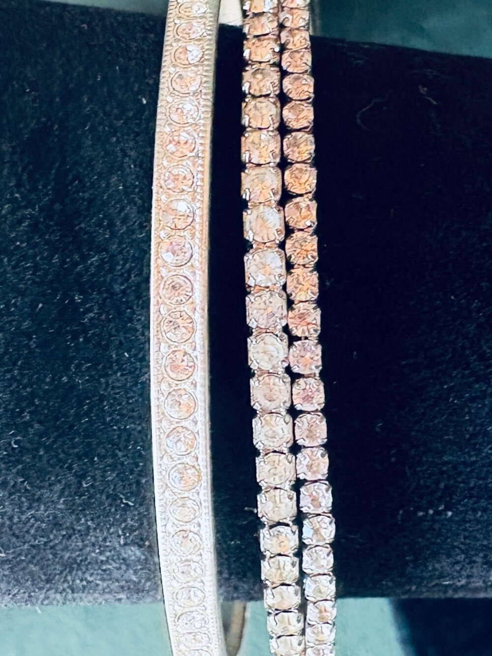 Three Vintage Rhinestone Bangles